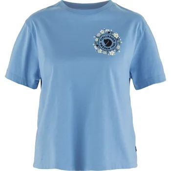 Dámské oblečení tričko dámské bavlněné FJÄLLRÄVEN Fjällblomster Logo T-shirt W Ultramarine - XS