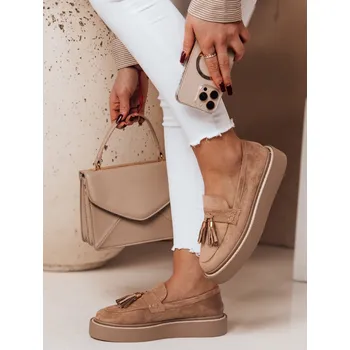 Dámské mokasíny Béžové dámské mokasíny na platformě TASSME ZY0695 Velikost: 40