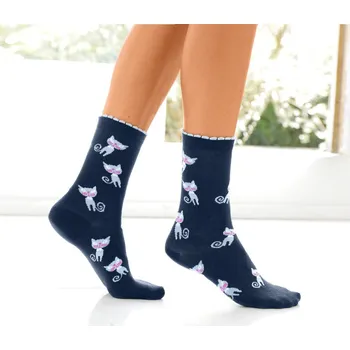 Dámské ponožky Sada 3 párů ponožek s motivem koček modrá 35-38