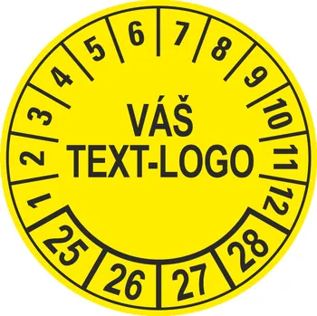 Speciální papír Kontrolní štítek 25-28 Váš text/logo žluté samolepící PVC fólie arch 10 ks - 40 mm