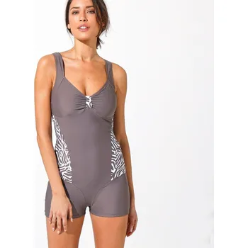 Dámské plavky Jednodílné zeštíhlující plavky s nohavičkami, se zebřím vzorem bronzová 46