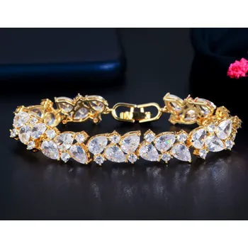 Náramek B-TOP Noblesní dámský pozlacený náramek s AAA zirkony Dubaj Druh barvy: Zlatá