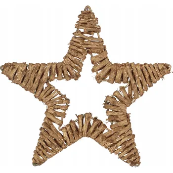 Vánoční dekorace HVĚZDA Z RATANU ZÁVĚSNÁ ZLATÁ 20 CM