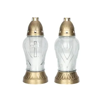 Smuteční dekorace Lampa hřbitovní DEKOR MIX skleněná 150g d11x27,5cm