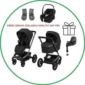 Kočárek Akční set Kočárek Maxi-Cosi Fame Twillic Black+ autosedačka M-C Pebble 360 Pro 2 + základna FamilyFix 360 Pro