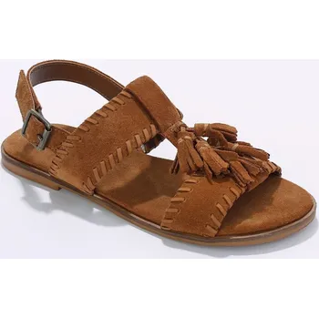 Dámské sandále Kožené sandály se střapci karamelová 40