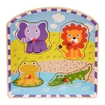 Dřevěná hračka Układanka w ramce - safari