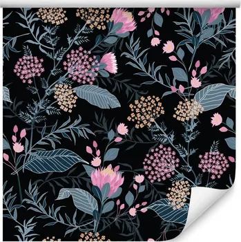 Fototapeta Tapeta do ložnice – polní květy, tropické listy