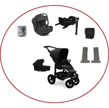Kočárek Akční set TFK Mono4 combi pushchair + stroller seat - air wheel unit Black + autosedačka + isofix base 360°