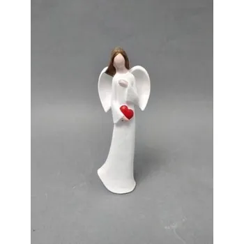 Vánoce Anděl bílý s červeným srdcem 15cm (cs, Prodex)