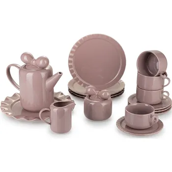 Jídelní set Kávový servis SOFIA 16 ks růžový