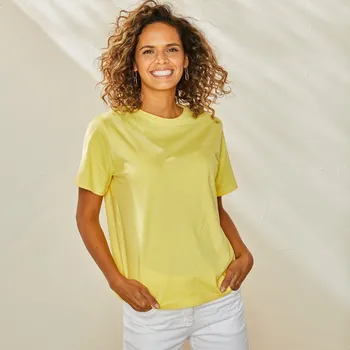 Dámské tričko Rovné tričko s krátkými rukávy a kulatým výstřihem žlutá 42/44