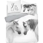 DETEXPOL Francouzské povlečení Koně white Bavlna, 220/200, 2x70/80 cm
