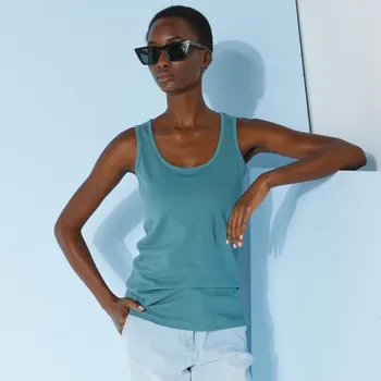 Jednobarevný top se širokými ramínky zelenošedá 34/36