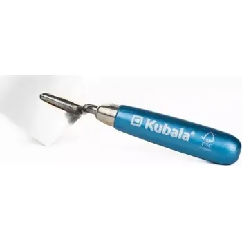Zednická lžíce Nerezová štukatérská lžíce ostrá Kubala 0905 - 140x80mm, ergonomická buková lakovaná rukojeť, 0.17kg