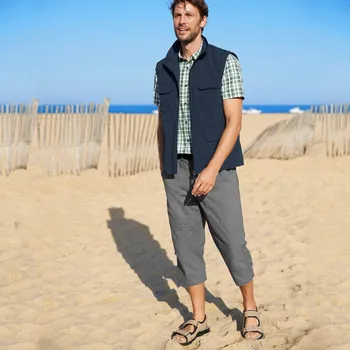 Plátěné 3/4 kalhoty s kapsami a pružným pasem ocelová šedá 56/58