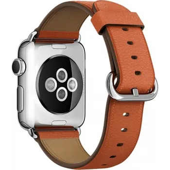 Příslušenství k chytrým hodinkám Kožený řemínek pro Apple Watch 42/44/45/46/49mm Barva: Oranžová