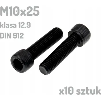 Šroub Šroub s vnitřním šestihranem M10x25, třída 12.9, černý, DIN 912 x10 kusů