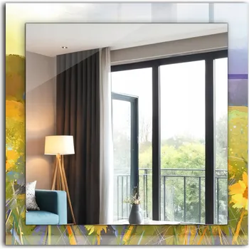 Zrcadlo Zrcadlo do koupelny ložnice obývacího pokoje s potiskem Pole Slunečnic 60 x 60 cm