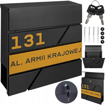 Poštovní schránka POŠTOVNÍ SCHRÁNKA ČERNÁ SE SCHRÁNKOU NA NOVINY + ZLATÝ VZOR