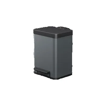 Odpadkový koš Hailo HAILO Öko duo Plus M tmavě šedý matný - Nášlapný třídič odpadu s tlumeným zavíráním víka - 9+9 litrů - 6222700