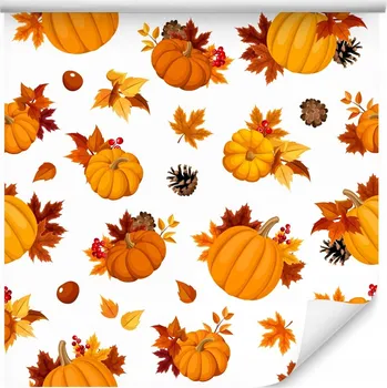 Fototapeta Tapeta na zeď Podzimní Listy Dýně Šišky Dekorace