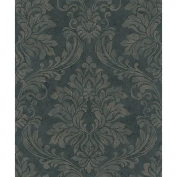Tapeta Tmavě šedá tapeta GLAMOUR s damaškovým vzorem ornamentů