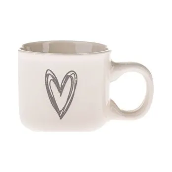Keramický hrnek se srdcem, bílý se šedou, 90ml, 12/96