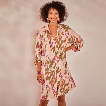 Dámské šaty Košilové šaty s potiskem béžová/khaki 36