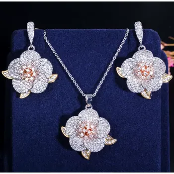 Souprava šperků B-TOP Dámská pozlacená souprava s tříbarevnými květy Colorful Flower