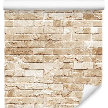 Tapeta Omyvatelná tapeta do ložnice Béžová CIHLA 3D efekt