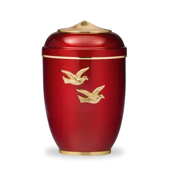 Smuteční dekorace Kovová urna Amara II - Červená/Holubice