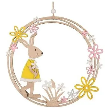 Vánoce Věnec dřevěný se zajíčkem na zavěšení 23 cm (cs, 0000-00-00, Dárkové sortimenty a dekorace, Anděl Přerov)