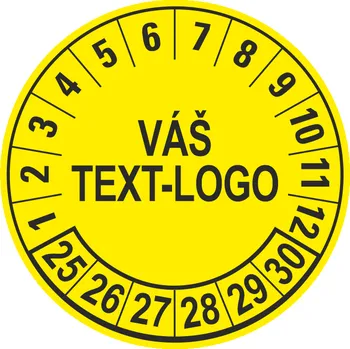 Speciální papír Kontrolní štítek6 25-30 Váš text/logo žlutý samolepící PVC fólie arch 10 ks - 40 mm