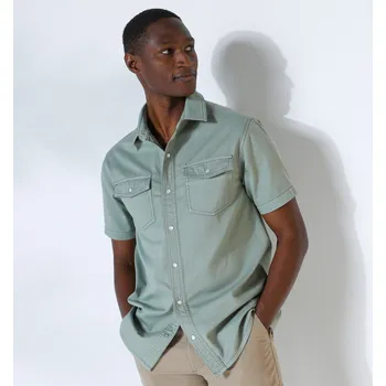 Dámská košile Košile s krátkými rukávy a zapínáním na druky khaki 49/50