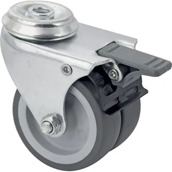 Nábytkové kování Walteco Kolečko přístrojové dvojité pr. 75mm, brzda, nosnost 100kg