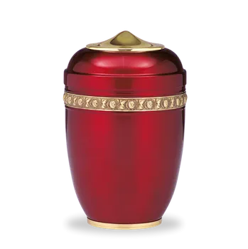 Smuteční dekorace Kovová urna Amara II - Červená/Pásek
