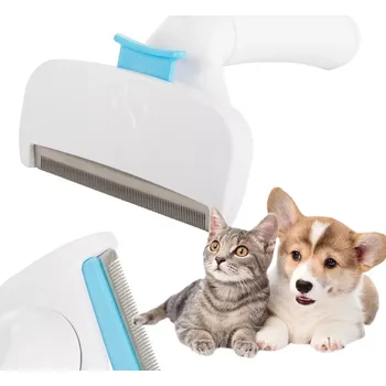 Kartáč pro zvířata odchlupovací hřeben pro psy a kočky s samočisticím tlačítkem