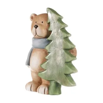 Medvěd se stromkem, keramická dekorace. (cs)