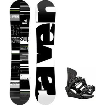 Snowboard Snowboard komplet Raven Supreme black/green + vázání King black Velikost: 157 cm, Velikost vázání: M