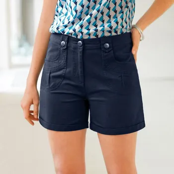 Strečové šortky s ohrnutím námořnická modrá 50