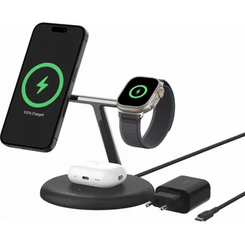 Belkin BOOST CHARGE PRO Qi2, 15W 3v1 magnetický stojan, černý