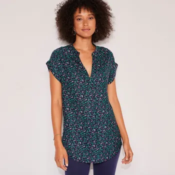 Tunika s ohrnutými rukávy a potiskem nám.modrá/vícebarevná 44