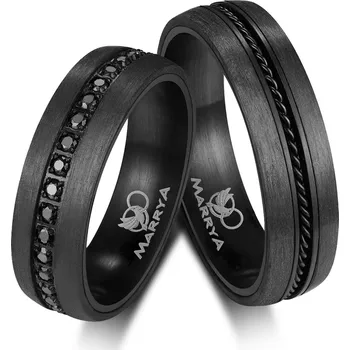 Prsten MARRYA® Dámský karbonový prsten s černými zirkony - velikost 56 - CA01-D-56