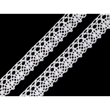 Krajka Bavlněná krajka šíře 19 mm paličkovaná METRÁŽ - 6000 bílá