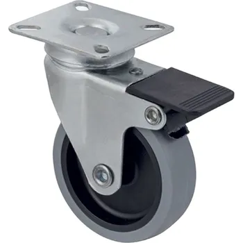 Nábytkové kování Walteco Kolečko přístrojové pro tvrdé podlahy, otočné s brzdou, pr. 75mm