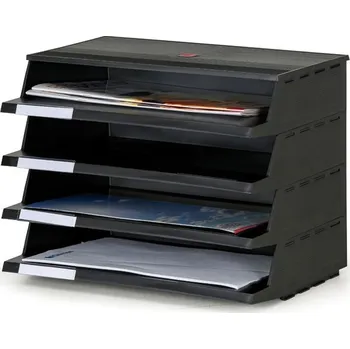 Spojovatelný plastový zásobník na dokumenty 4 přihrádky 275 x 350 x 260 mm