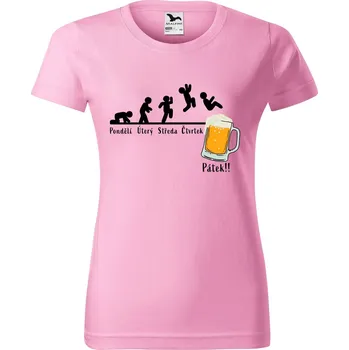 DOBRÝ TRIKO Dámské tričko s potiskem Týden Barva: Růžová, Velikost: M