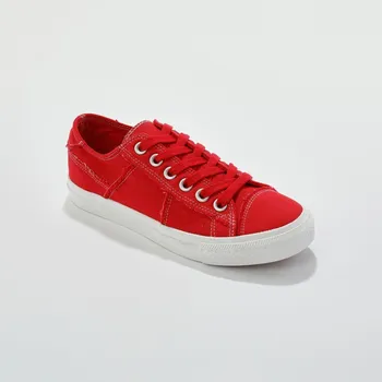 Dámské tenisky Plátěné tenisky s prošitím a v opraném vzhledu červená 38