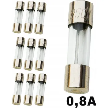 Autopojistky 10x Skleněná pojistka TV WTA 0,8A 20mm